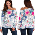 Hibiscus Orchids Hawaii Pattern Print Off The Shoulder Sweatshirt