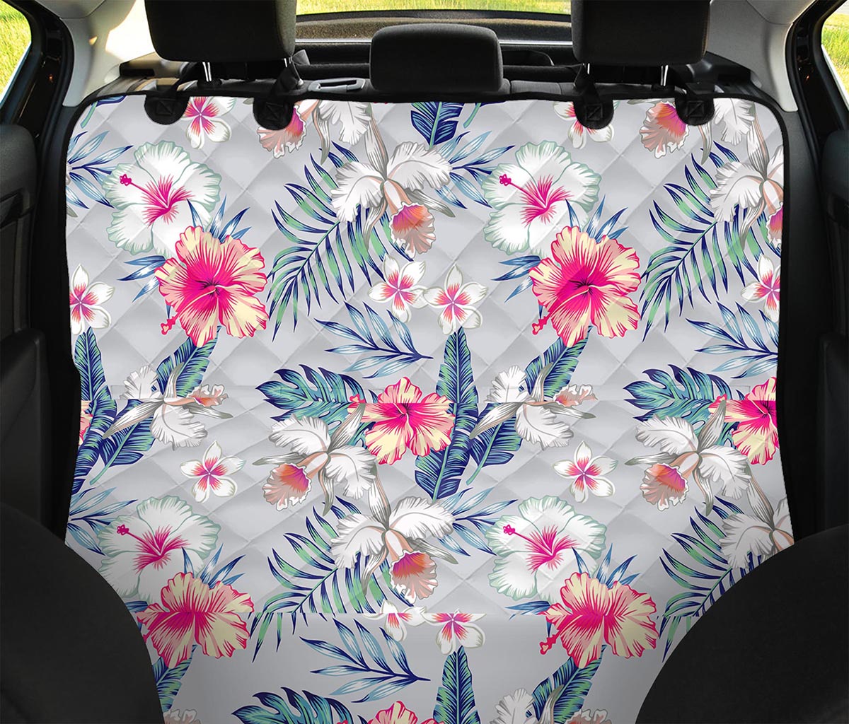 Hibiscus Orchids Hawaii Pattern Print Pet Car Back Seat Cover