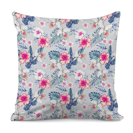 Hibiscus Orchids Hawaii Pattern Print Pillow Cover