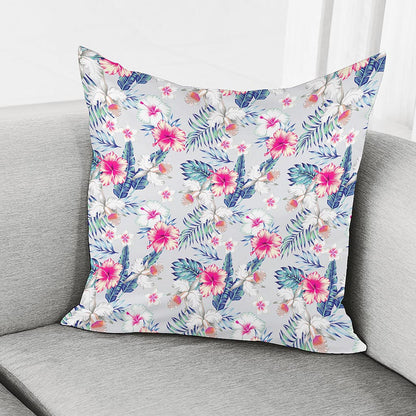 Hibiscus Orchids Hawaii Pattern Print Pillow Cover