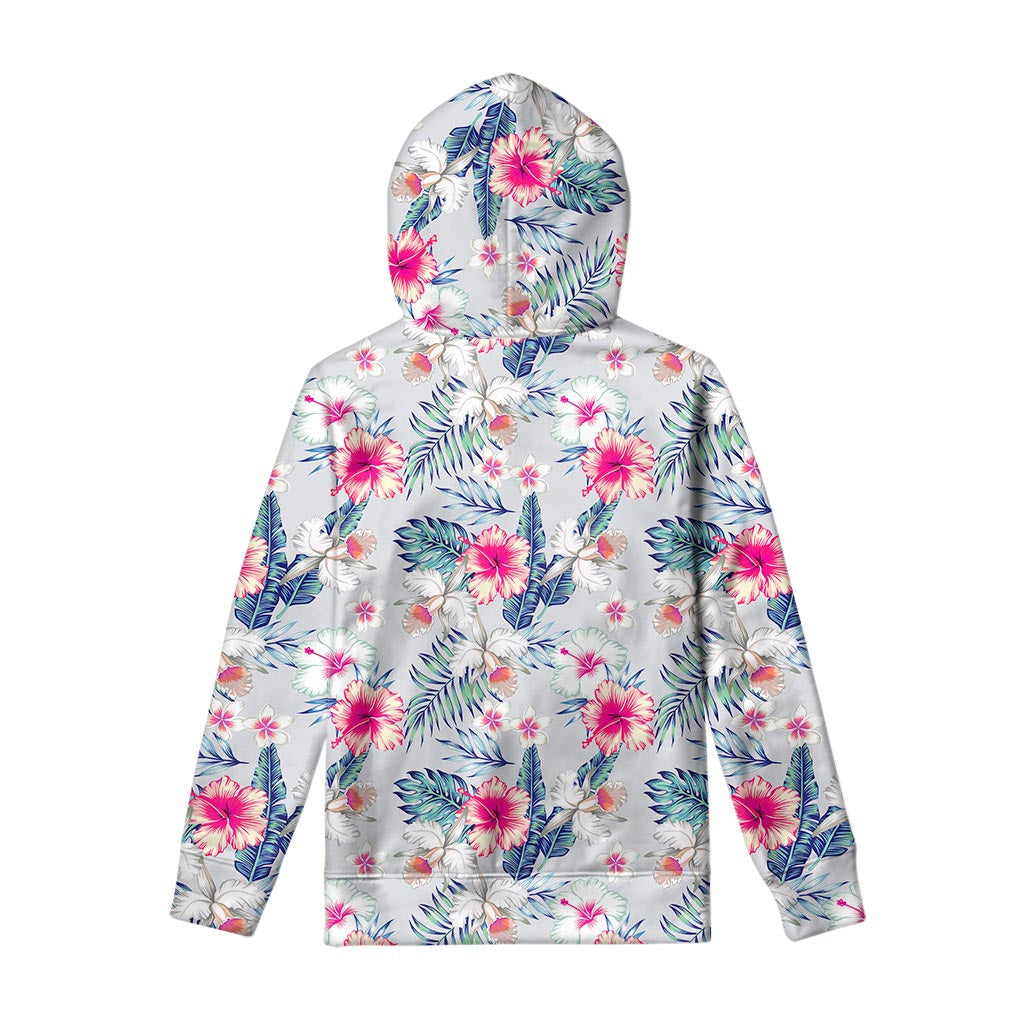 Hibiscus Orchids Hawaii Pattern Print Pullover Hoodie