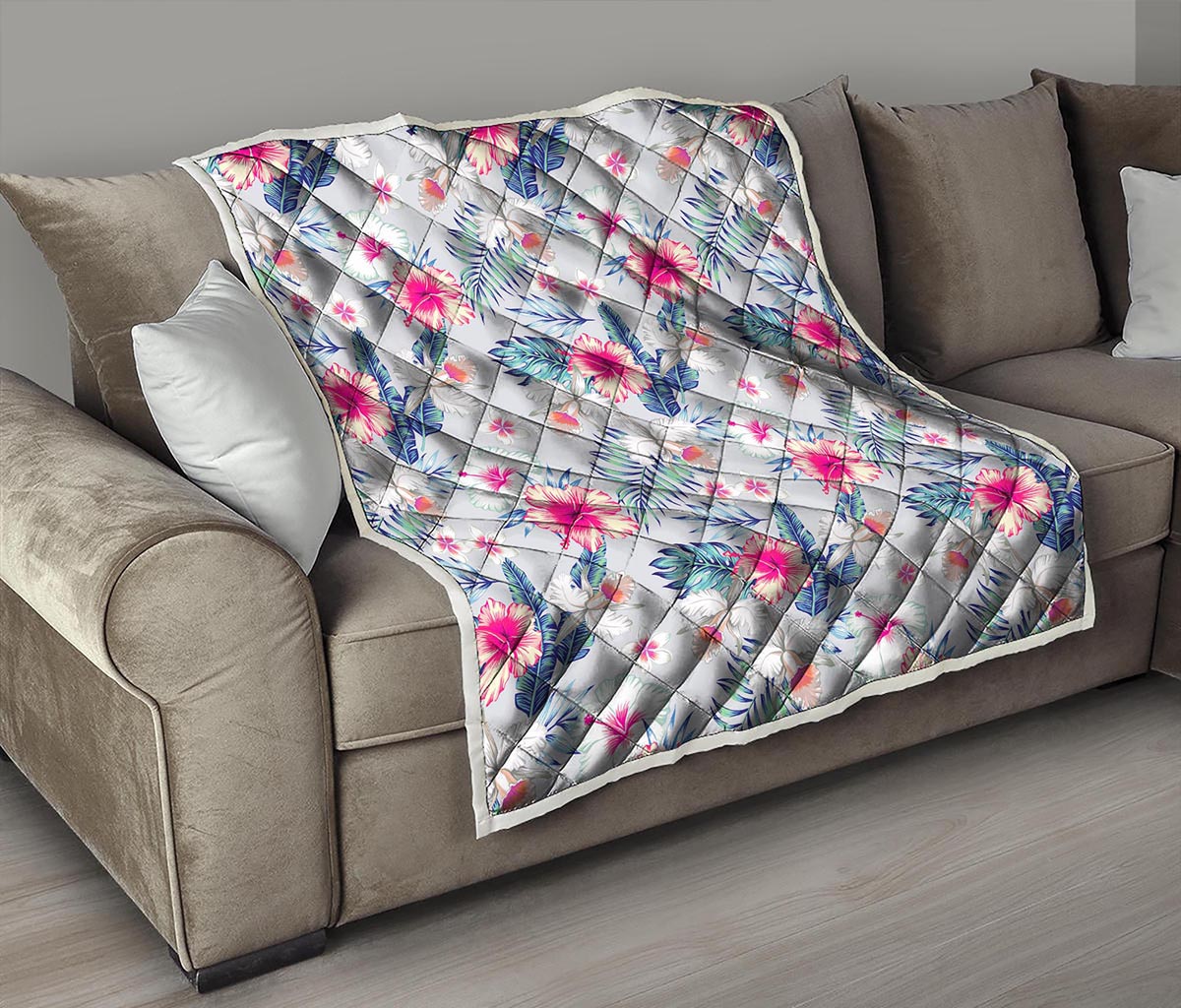 Hibiscus Orchids Hawaii Pattern Print Quilt