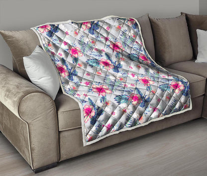 Hibiscus Orchids Hawaii Pattern Print Quilt