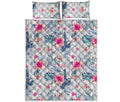 Hibiscus Orchids Hawaii Pattern Print Quilt Bed Set