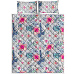 Hibiscus Orchids Hawaii Pattern Print Quilt Bed Set