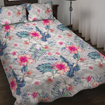 Hibiscus Orchids Hawaii Pattern Print Quilt Bed Set