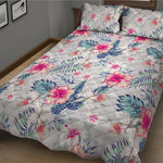 Hibiscus Orchids Hawaii Pattern Print Quilt Bed Set