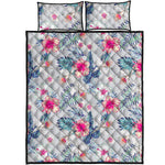 Hibiscus Orchids Hawaii Pattern Print Quilt Bed Set