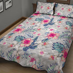 Hibiscus Orchids Hawaii Pattern Print Quilt Bed Set