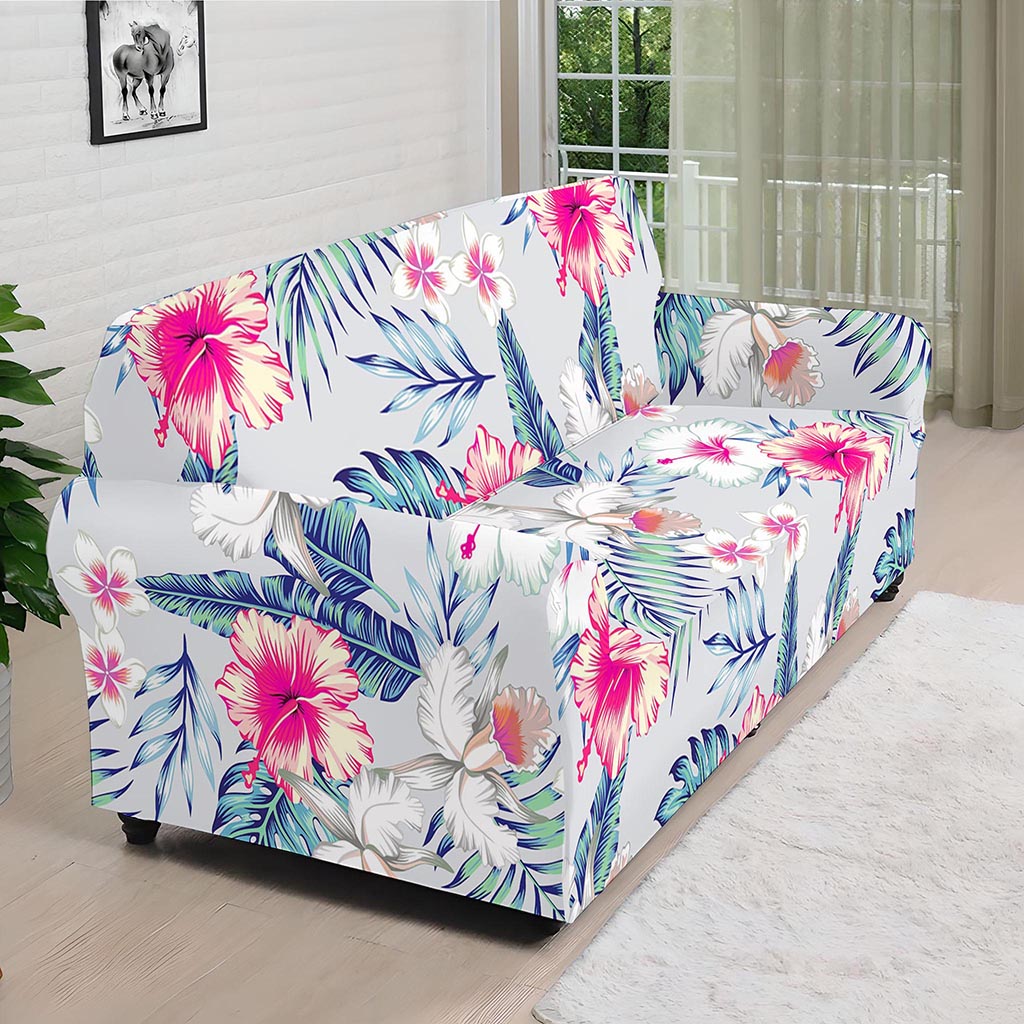 Hibiscus Orchids Hawaii Pattern Print Sofa Cover