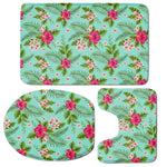 Hibiscus Plumeria Flowers Pattern Print 3 Piece Bath Mat Set