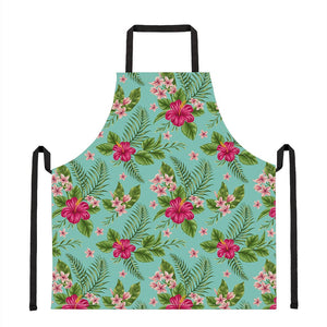 Hibiscus Plumeria Flowers Pattern Print Apron