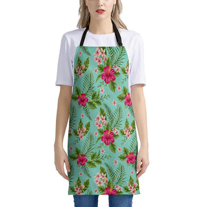 Hibiscus Plumeria Flowers Pattern Print Apron