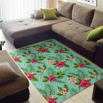 Hibiscus Plumeria Flowers Pattern Print Area Rug GearFrost