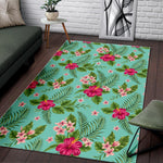 Hibiscus Plumeria Flowers Pattern Print Area Rug GearFrost