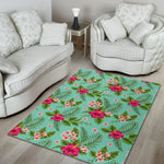 Hibiscus Plumeria Flowers Pattern Print Area Rug GearFrost