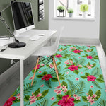 Hibiscus Plumeria Flowers Pattern Print Area Rug GearFrost