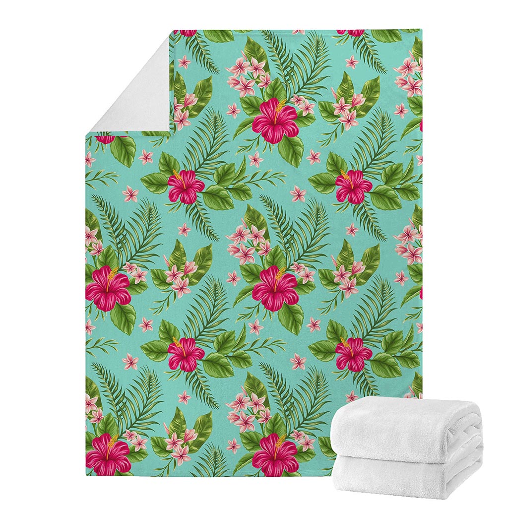 Hibiscus Plumeria Flowers Pattern Print Blanket