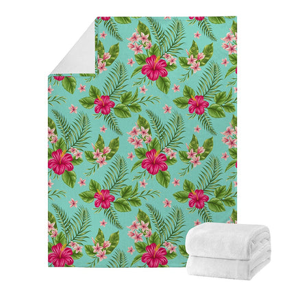 Hibiscus Plumeria Flowers Pattern Print Blanket