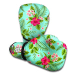 Hibiscus Plumeria Flowers Pattern Print Boxing Gloves