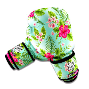 Hibiscus Plumeria Flowers Pattern Print Boxing Gloves