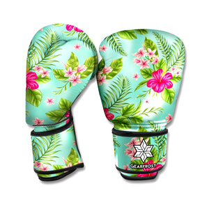 Hibiscus Plumeria Flowers Pattern Print Boxing Gloves