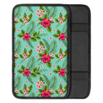 Hibiscus Plumeria Flowers Pattern Print Car Center Console Cover