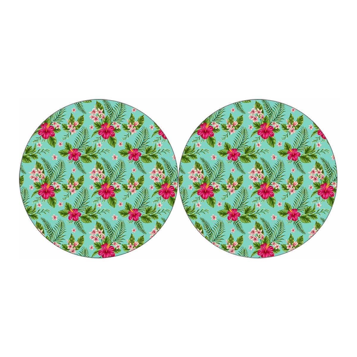 Hibiscus Plumeria Flowers Pattern Print Car Coasters