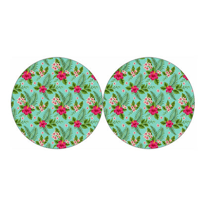 Hibiscus Plumeria Flowers Pattern Print Car Coasters