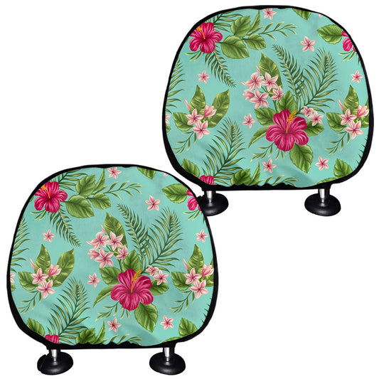 Hibiscus Plumeria Flowers Pattern Print Car Headrest Covers