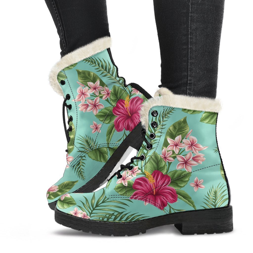 Hibiscus Plumeria Flowers Pattern Print Comfy Boots GearFrost