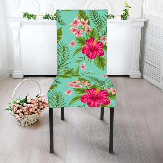 Hibiscus Plumeria Flowers Pattern Print Dining Chair Slipcover