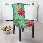 Hibiscus Plumeria Flowers Pattern Print Dining Chair Slipcover