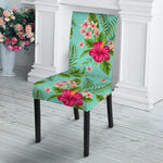 Hibiscus Plumeria Flowers Pattern Print Dining Chair Slipcover