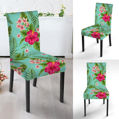 Hibiscus Plumeria Flowers Pattern Print Dining Chair Slipcover
