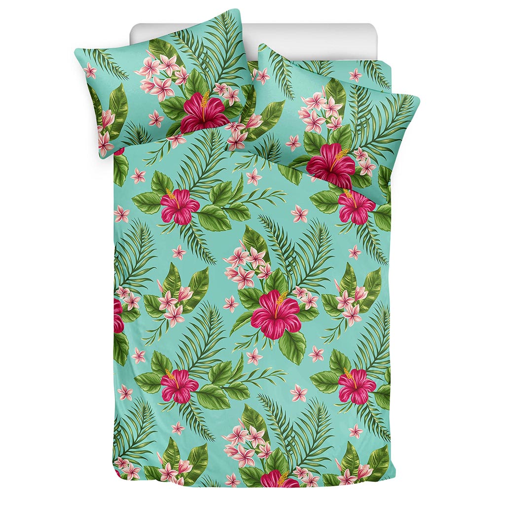 Hibiscus Plumeria Flowers Pattern Print Duvet Cover Bedding Set