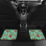 Hibiscus Plumeria Flowers Pattern Print Front and Back Car Floor Mats