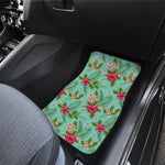 Hibiscus Plumeria Flowers Pattern Print Front and Back Car Floor Mats