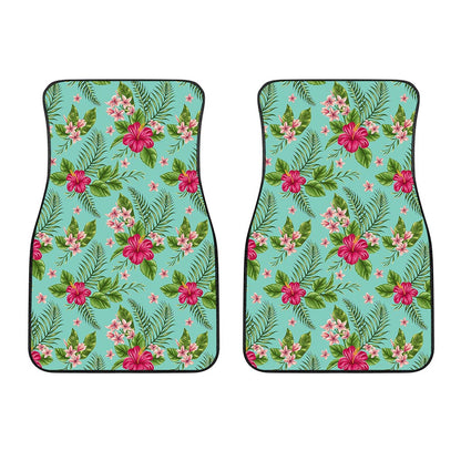 Hibiscus Plumeria Flowers Pattern Print Front Car Floor Mats