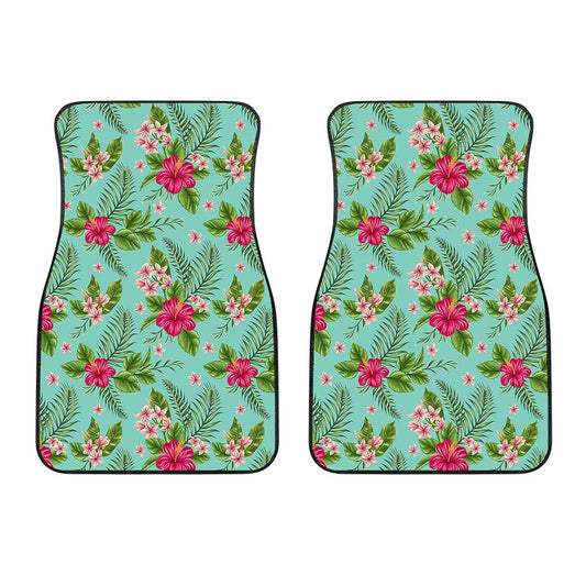 Hibiscus Plumeria Flowers Pattern Print Front Car Floor Mats