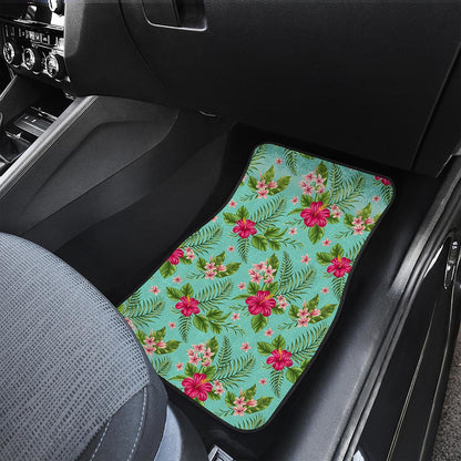 Hibiscus Plumeria Flowers Pattern Print Front Car Floor Mats