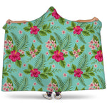 Hibiscus Plumeria Flowers Pattern Print Hooded Blanket