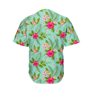 Hibiscus Plumeria Flowers Pattern Print Men's Baseball Jersey