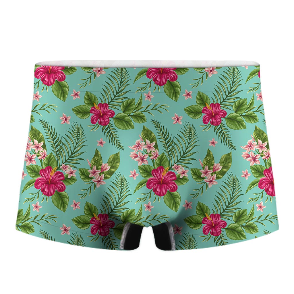 Hibiscus Plumeria Flowers Pattern Print Men's Boxer Briefs