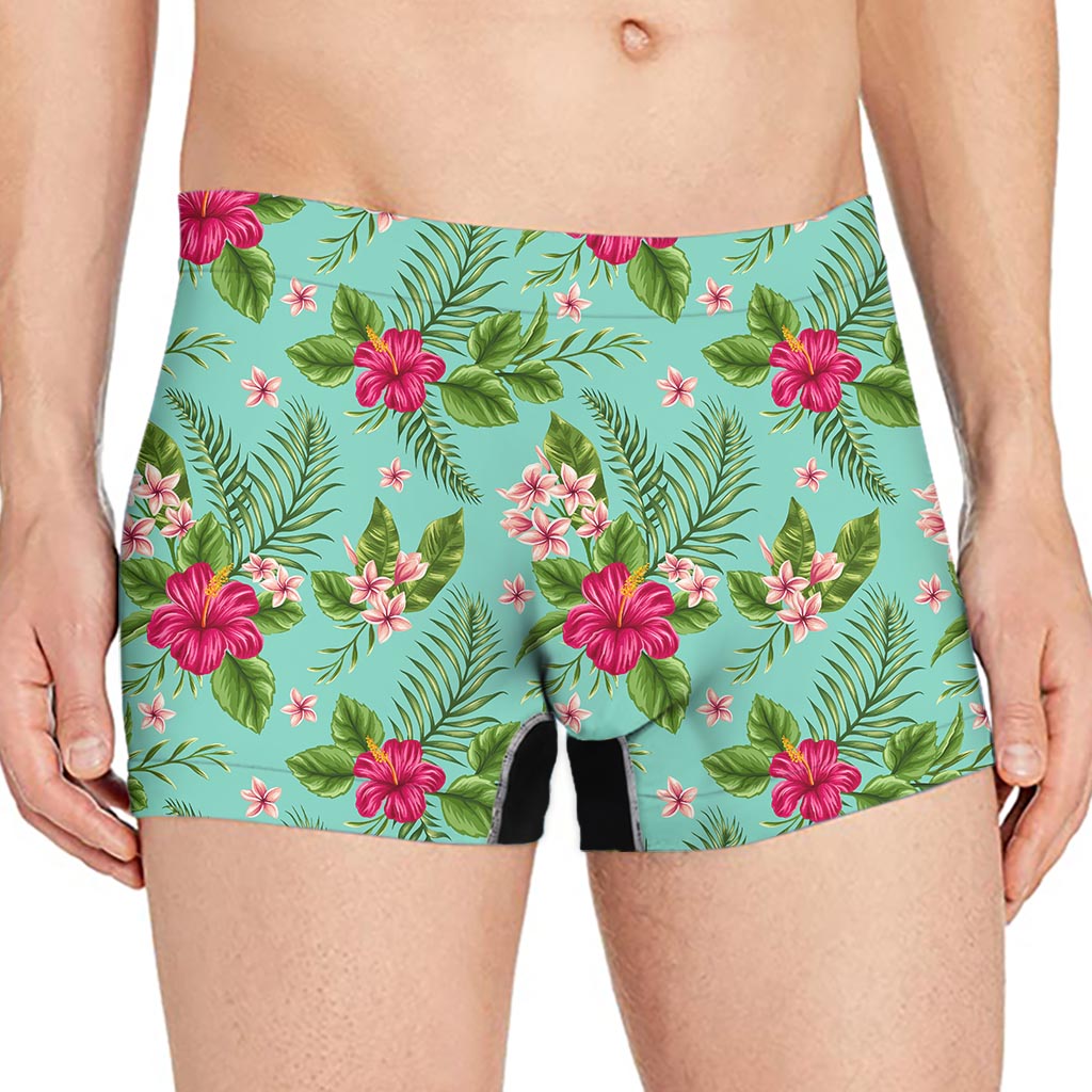 Hibiscus Plumeria Flowers Pattern Print Men's Boxer Briefs