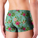 Hibiscus Plumeria Flowers Pattern Print Men's Boxer Briefs