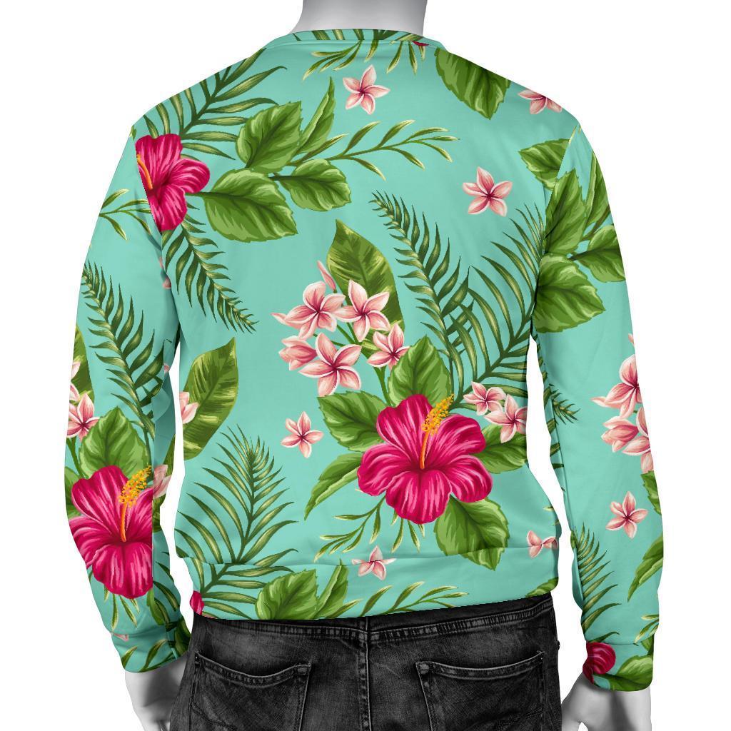Hibiscus Plumeria Flowers Pattern Print Men's Crewneck Sweatshirt GearFrost