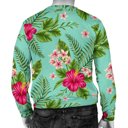 Hibiscus Plumeria Flowers Pattern Print Men's Crewneck Sweatshirt GearFrost