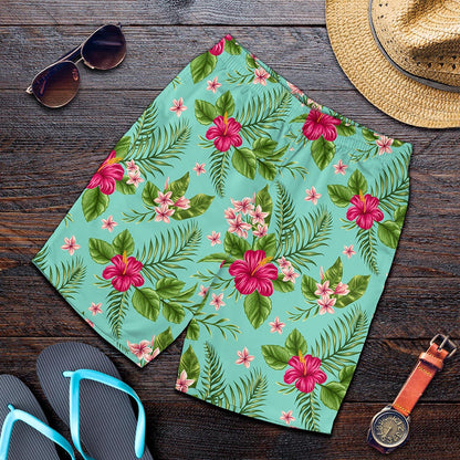 Hibiscus Plumeria Flowers Pattern Print Men's Shorts
