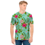 Hibiscus Plumeria Flowers Pattern Print Men's T-Shirt